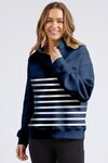 College Zip Crew (Navy White Stripe)