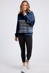 College Zip Crew (Navy White Stripe)