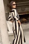 Cyprus Black Sand Stripe Satin LS Shirt Midi Dress