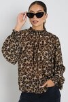 Embrace Leopard Georgette High Neck LS Top