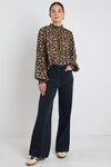 Embrace Leopard Georgette High Neck LS Top