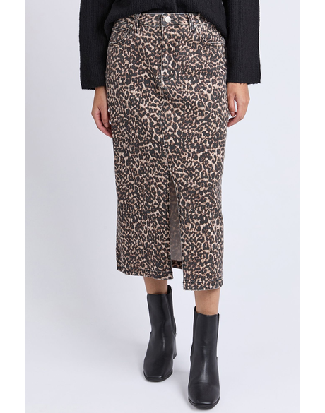 Leopard Denim Skirt