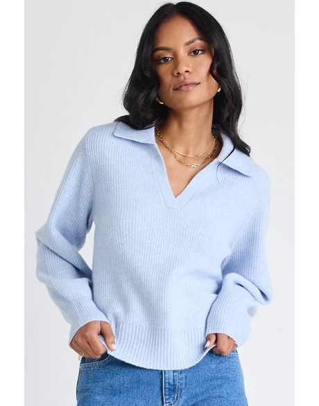 Truth Ice Blue Collar Chunky Knit Jumper