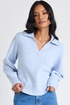Truth Ice Blue Collar Chunky Knit Jumper