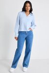 Truth Ice Blue Collar Chunky Knit Jumper