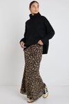 Rally Leopard Tie Waist Bias Maxi Skirt