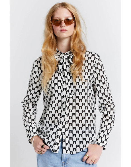 Tied Walker Dress Shirt (Monogram Silk Crepe De Chine)