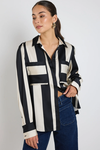 Solidify Black Sand Stripe LS Blouse