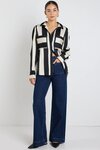 Solidify Black Sand Stripe LS Blouse