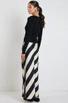 Fiery Black Sand Stripe Satin Bias Maxi Skirt