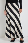 Fiery Black Sand Stripe Satin Bias Maxi Skirt