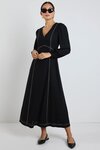 Case Black LS Contrast Stitch Midi Dress 