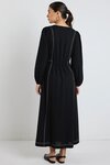 Case Black LS Contrast Stitch Midi Dress 