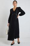 Case Black LS Contrast Stitch Midi Dress 