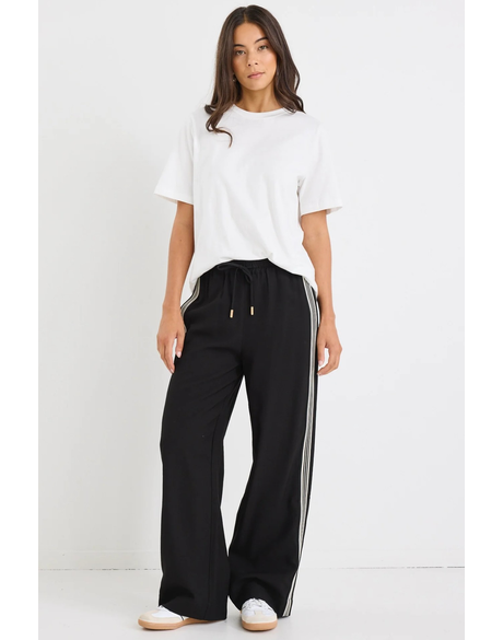 Vibe Black Jacquard Stripe Wide Leg Pants
