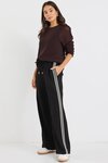 Vibe Black Jacquard Stripe Wide Leg Pants