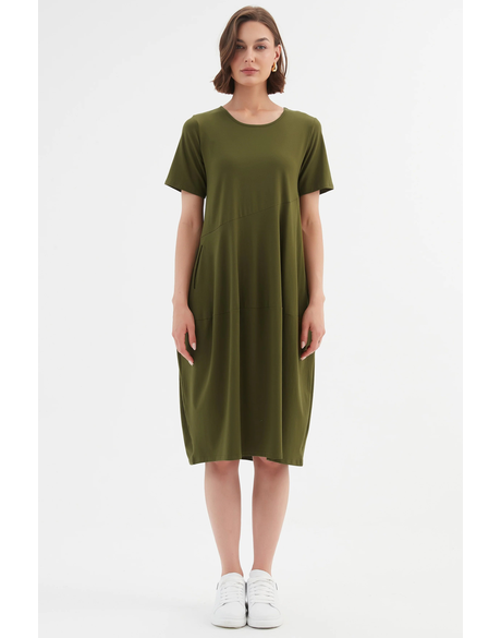 Short Sleeve Diagonal Seam Dress 