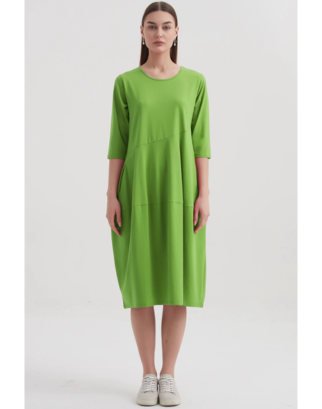 Diagonal Seam Dress (Grass Green)