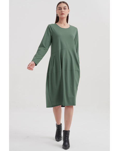 Long Sleeve Diagonal Seam Dress