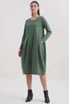 Long Sleeve Diagonal Seam Dress