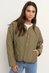Apex Olive Collarless Puffer Jacket