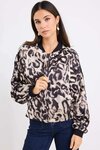 Activation Animal Print Satin Bomber Jacket