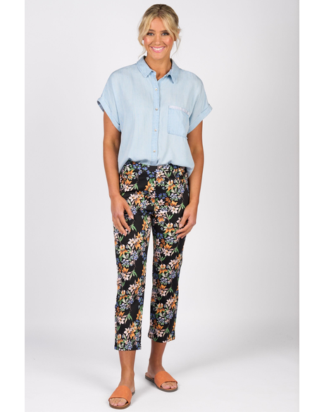 Printed Slim Leg 7 8 Length Lightweight Pull On (Grove)