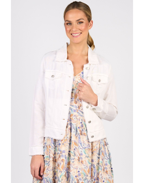 Linen Jacket with Frayed Seams