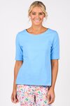 Boat Neck Top with Cuffed Sleeve