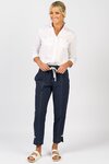 Relaxed Leg Ankle Grazer Pant with Contrast Trim and Stitching 