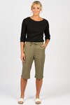 Below Knee Slim Leg Elastic Waist Pant
