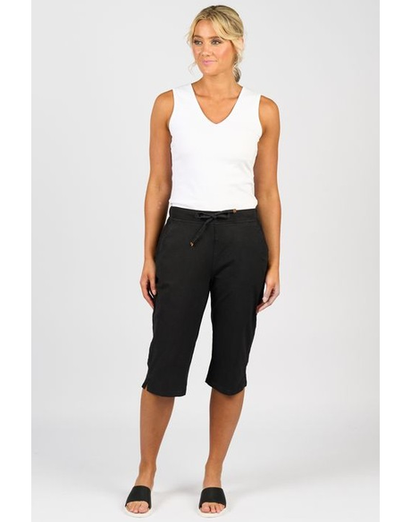 Below Knee Slim Leg Elastic Waist Pant