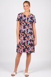 Printed Lightweight Fitted Dress with Short Sleeve