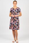 Printed Lightweight Fitted Dress with Short Sleeve