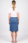 Flat Front Pull On Denim Skirt