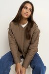 Apex Mocha Collarless Puffer Jacket