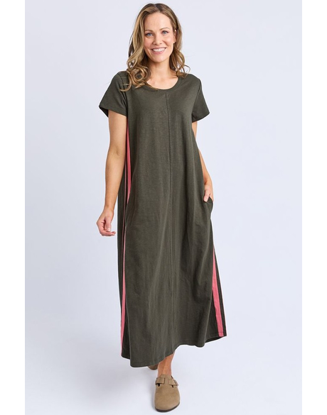 Recovery Dress (Dark Khaki and Coral)