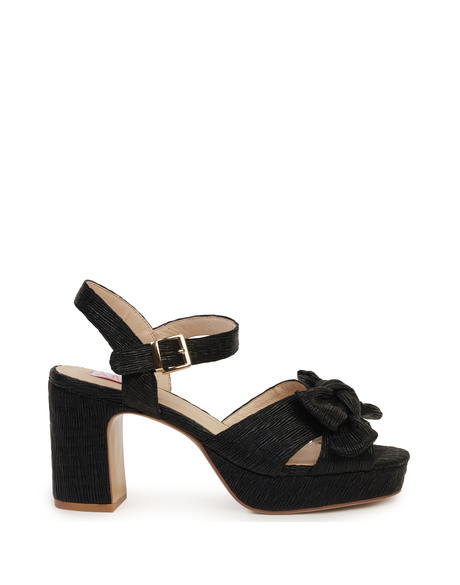 Zsa Zsa Sandal (Black Metallic Pleats)