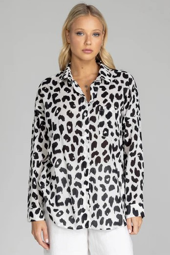 Defiant Shirt (Exclusive Ivory with Black Leopard Print)