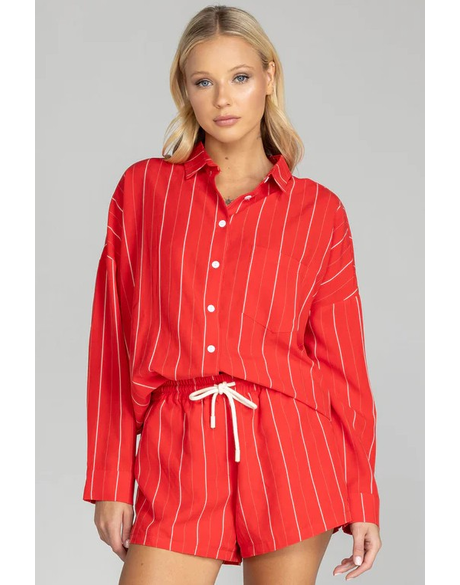 Defiant Shirt (Red with White Pinstripe)
