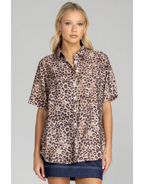 Felix Shirt (Grey and Brown Leopard)