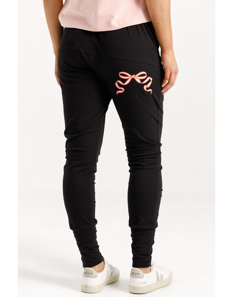 Apartment Pants (Black w Blossom Berry Bow)