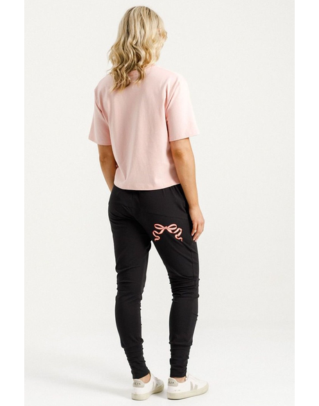 Apartment Pants (Black w Blossom Berry Bow)