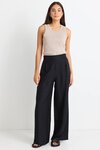 Guardian Black Linen Viscose Elastic Back Pants