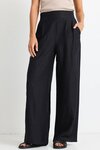 Guardian Black Linen Viscose Elastic Back Pants