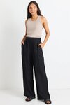 Guardian Black Linen Viscose Elastic Back Pants