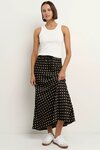 Rarity Black White Polka Dot Tie Waist Bias Maxi Skirt
