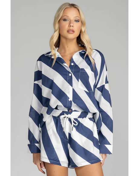 Defiant Shirt (Navy/White Diagonal Stripe)
