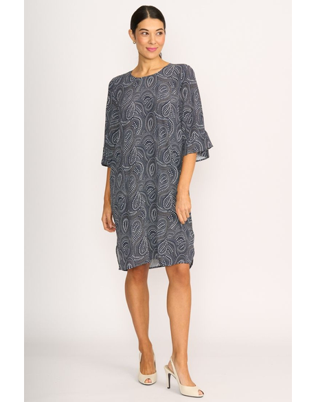 Dress - Shift, Fluted Sleeve (Midnight Stars)