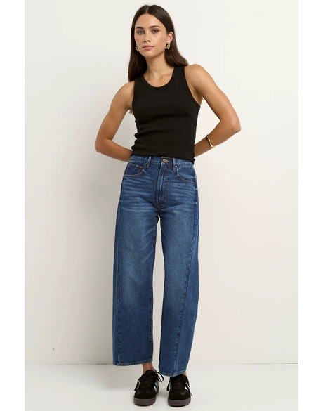 Varsity Deep Blue Forward Seam Barrel Jeans